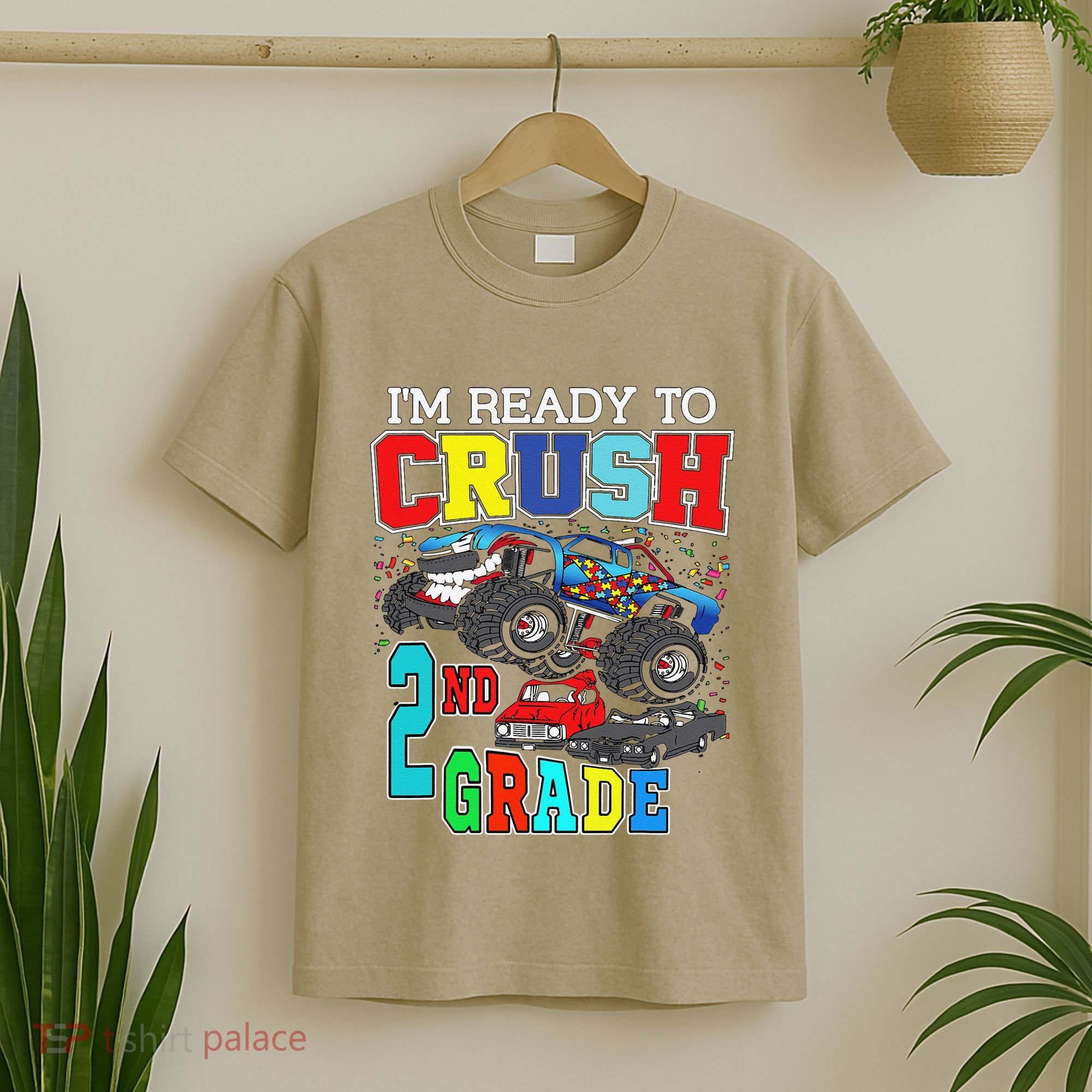 Back To School Monster Truck Ready To Crush 2nd Grade Autism T-Shirt
