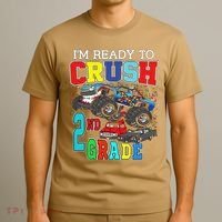 Back To School Monster Truck Ready To Crush 2nd Grade Autism T-Shirt thumb 3