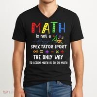 Back To School Math Is Not A Spectator Sport Math Teacher V-Neck T-Shirt thumb 2
