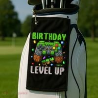 Birthday Time To Level Up Video Game Birthday Gamer Gift Golf Towel thumb 2