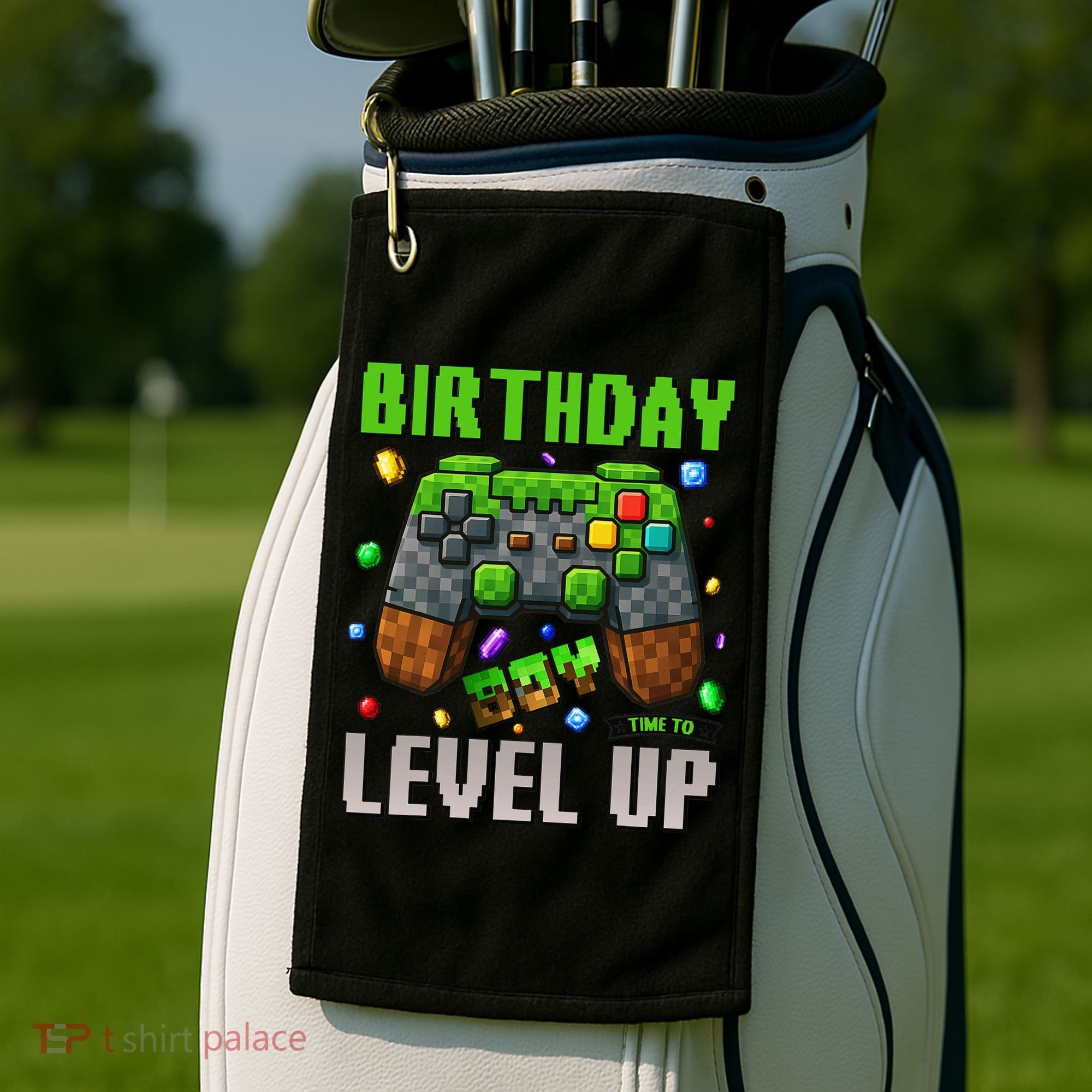 Birthday Time To Level Up Video Game Birthday Gamer Gift Golf Towel