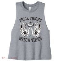 Boho Thick Thighs Witch Vibes Women's Racerback Cropped Tank thumb 0