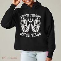 Boho Thick Thighs Witch Vibes Ladies Heavyweight Boxy Pullover Hoodie thumb 0