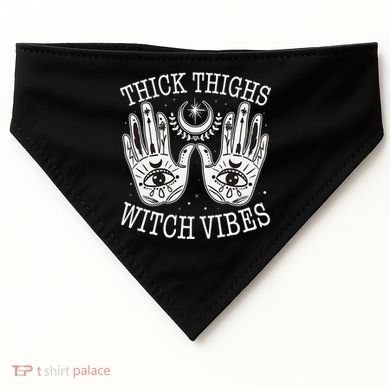 Boho Thick Thighs Witch Vibes USA-Made Doggie Bandana