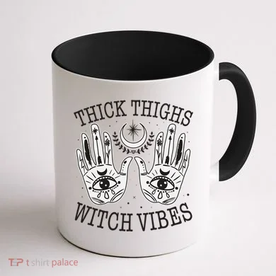 Boho Thick Thighs Witch Vibes Coffee Mug back