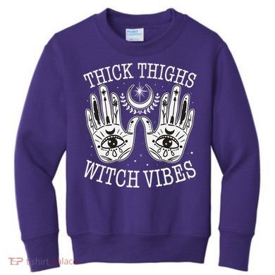 Boho Thick Thighs Witch Vibes Kids Sweatshirt