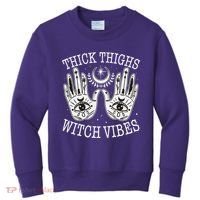 Boho Thick Thighs Witch Vibes Kids Sweatshirt thumb 0