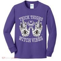 Boho Thick Thighs Witch Vibes Kids Long Sleeve Shirt thumb 0