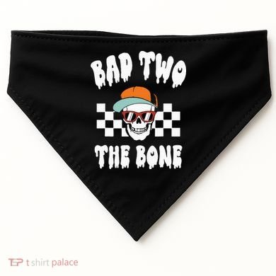 Bad Two The Bone Funny 2nd Birthday Halloween Skeleton Boy USA-Made Doggie Bandana