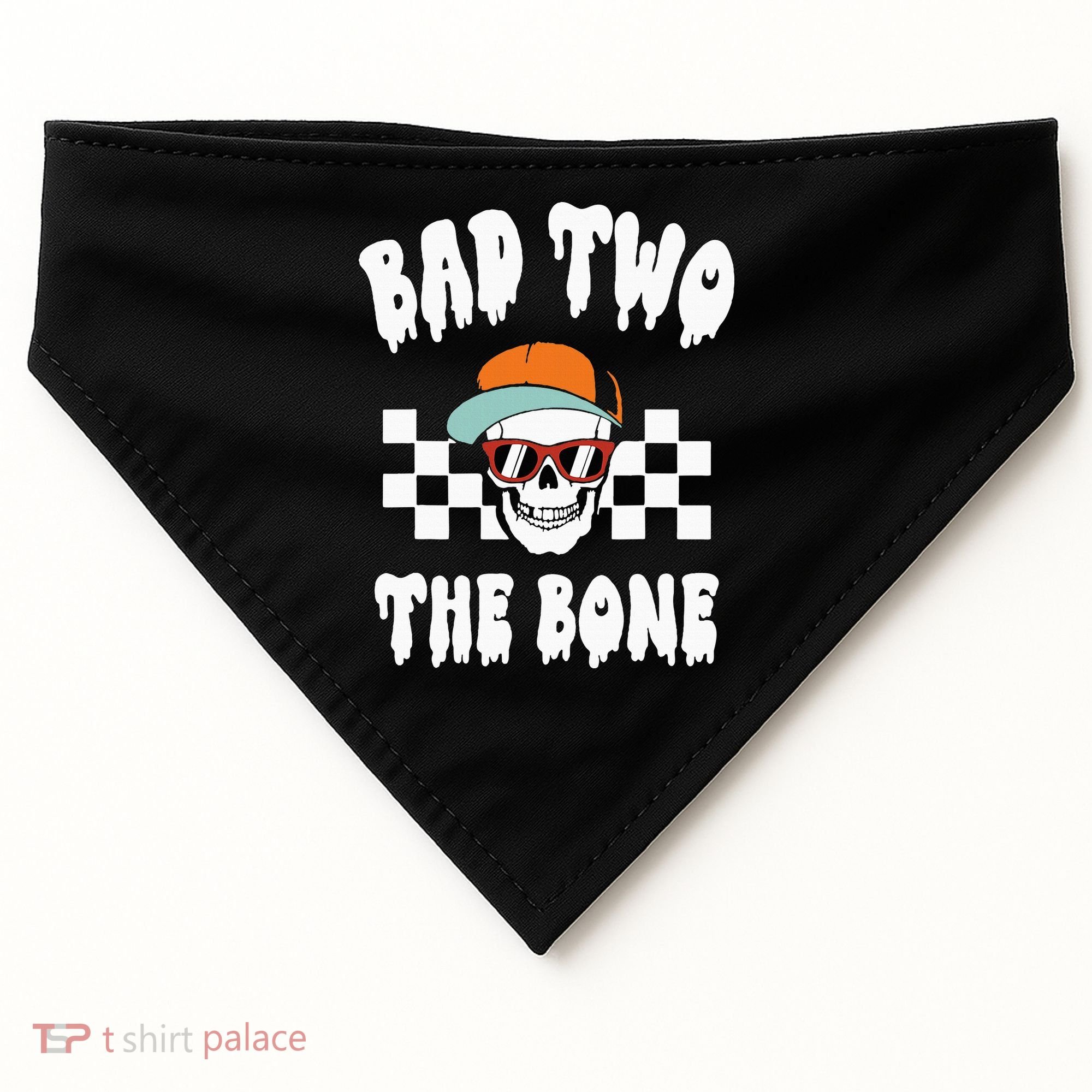 Bad Two The Bone Funny 2nd Birthday Halloween Skeleton Boy USA-Made Doggie Bandana