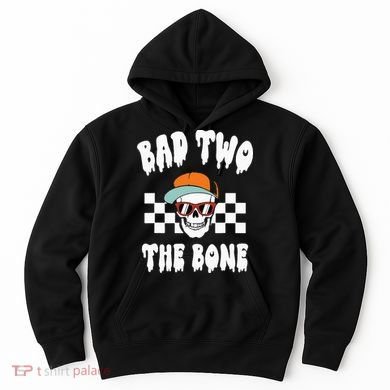 Bad Two The Bone Funny 2nd Birthday Halloween Skeleton Boy Hoodie