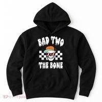 Bad Two The Bone Funny 2nd Birthday Halloween Skeleton Boy Hoodie thumb 0