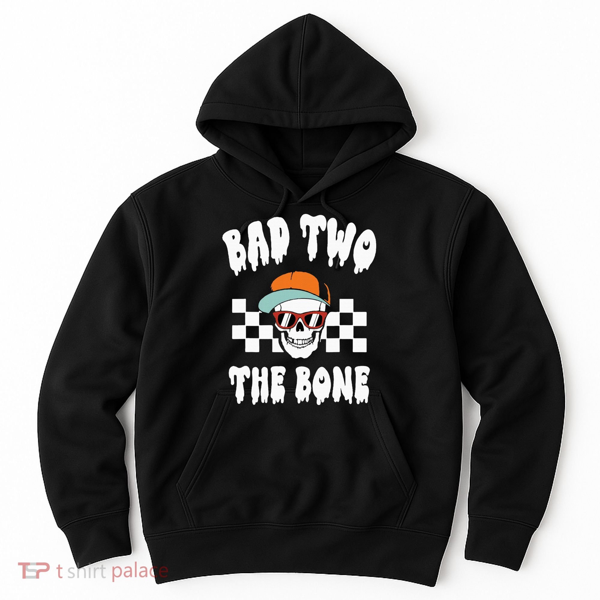 Bad Two The Bone Funny 2nd Birthday Halloween Skeleton Boy Hoodie