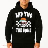 Bad Two The Bone Funny 2nd Birthday Halloween Skeleton Boy Hoodie thumb 2
