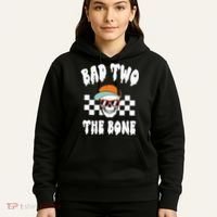 Bad Two The Bone Funny 2nd Birthday Halloween Skeleton Boy Hoodie thumb 5