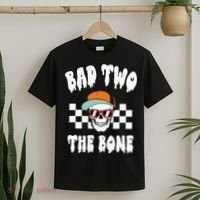 Bad Two The Bone Funny 2nd Birthday Halloween Skeleton Boy T-Shirt thumb 2