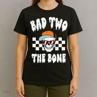 Bad Two The Bone Funny 2nd Birthday Halloween Skeleton Boy T-Shirt thumb 4