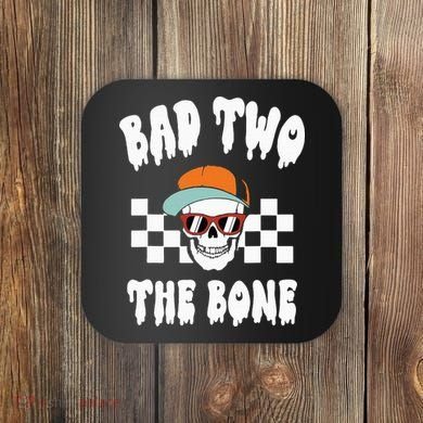 Bad Two The Bone Funny 2nd Birthday Halloween Skeleton Boy Coaster