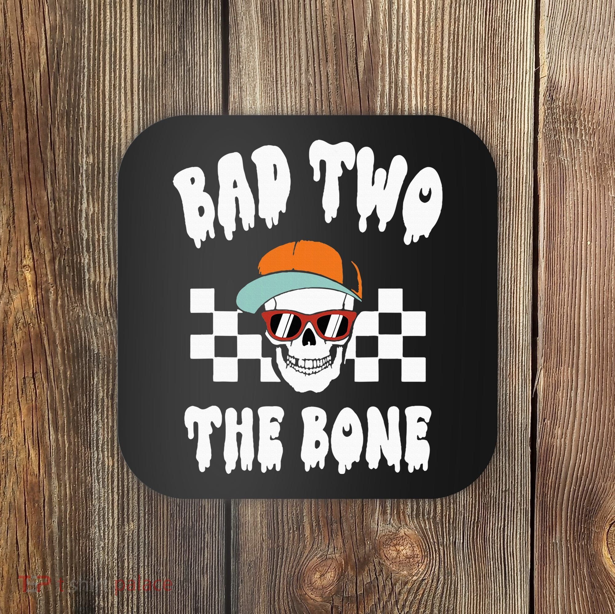 Bad Two The Bone Funny 2nd Birthday Halloween Skeleton Boy Coaster