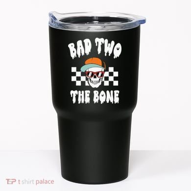 Bad Two The Bone Funny 2nd Birthday Halloween Skeleton Boy Tumbler