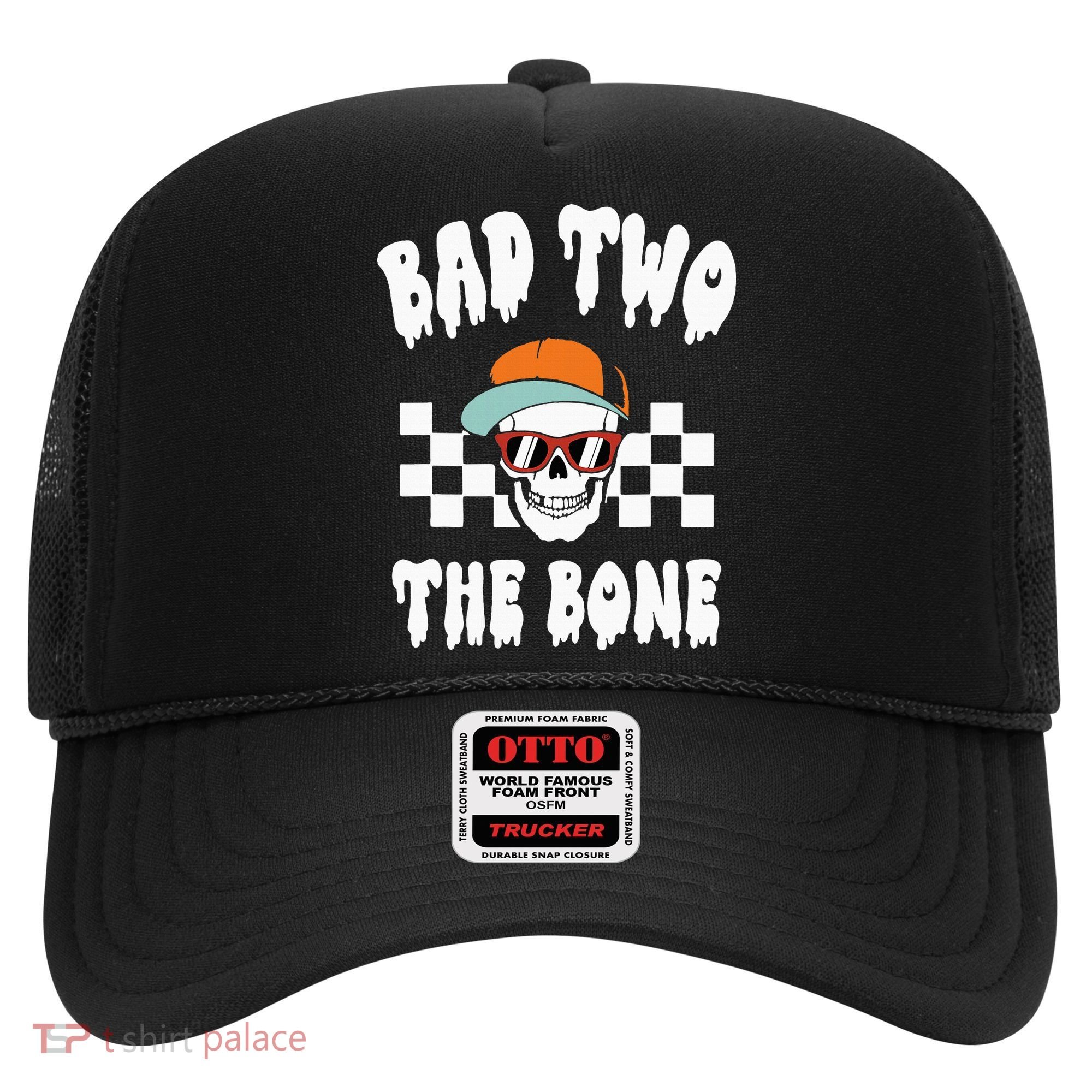 Bad Two The Bone Funny 2nd Birthday Halloween Skeleton Boy Hat