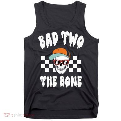 Bad Two The Bone Funny 2nd Birthday Halloween Skeleton Boy Tank Top