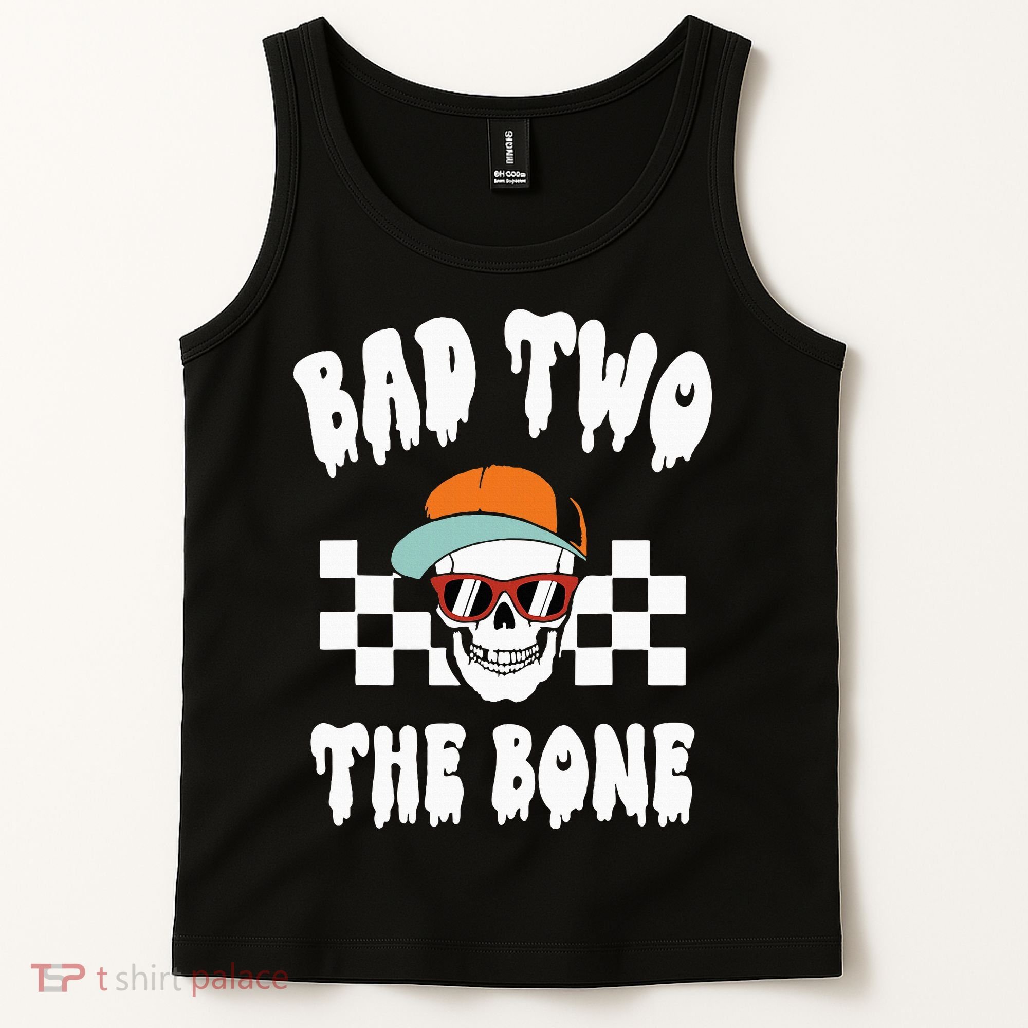 Bad Two The Bone Funny 2nd Birthday Halloween Skeleton Boy Tank Top