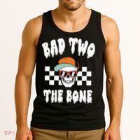 Bad Two The Bone Funny 2nd Birthday Halloween Skeleton Boy Tank Top thumb 3