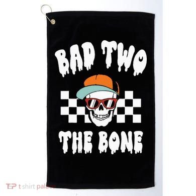 Bad Two The Bone Funny 2nd Birthday Halloween Skeleton Boy Golf Towel