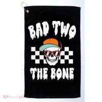 Bad Two The Bone Funny 2nd Birthday Halloween Skeleton Boy Golf Towel thumb 0