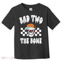 Bad Two The Bone Funny 2nd Birthday Halloween Skeleton Boy Toddler T-Shirt thumb 0