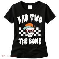 Bad Two The Bone Funny 2nd Birthday Halloween Skeleton Boy Women's T-Shirt thumb 0