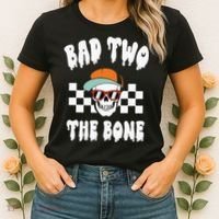 Bad Two The Bone Funny 2nd Birthday Halloween Skeleton Boy Women's T-Shirt thumb 2