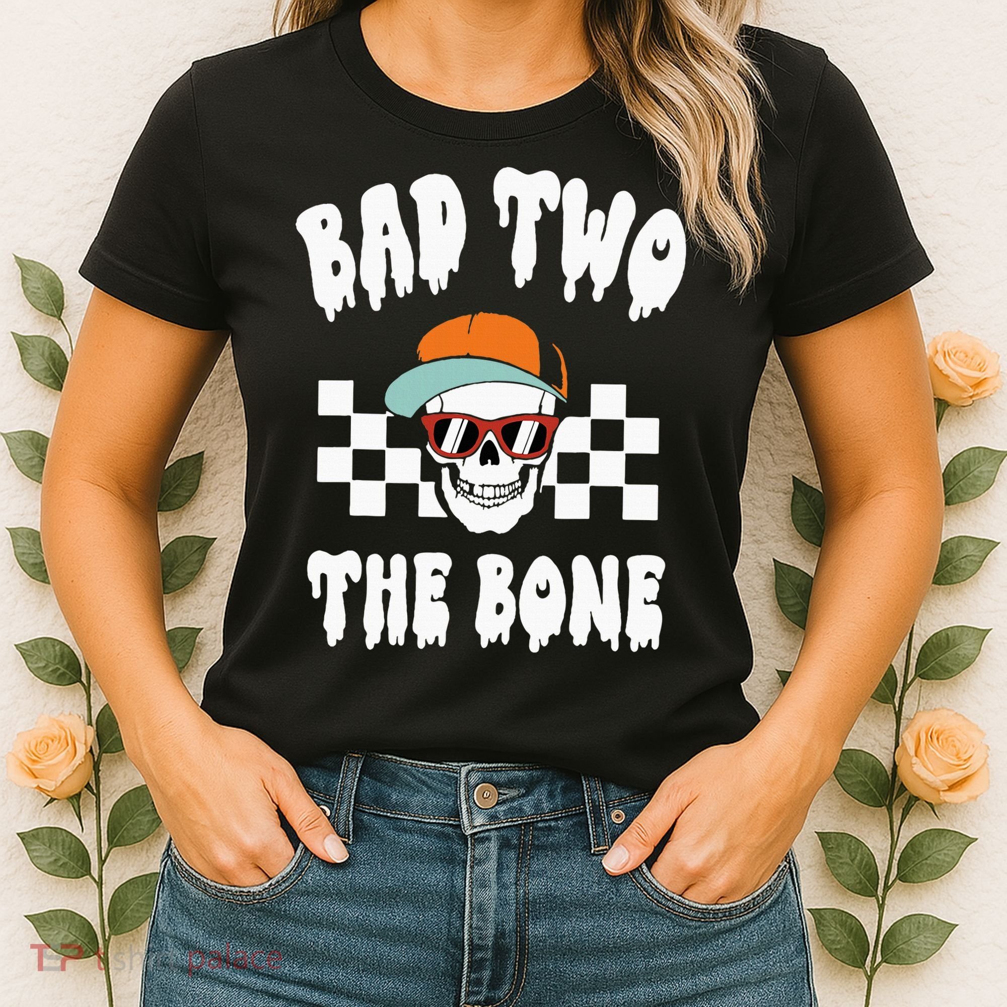 Bad Two The Bone Funny 2nd Birthday Halloween Skeleton Boy Women's T-Shirt