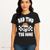 Bad Two The Bone Funny 2nd Birthday Halloween Skeleton Boy Women's T-Shirt thumb 4