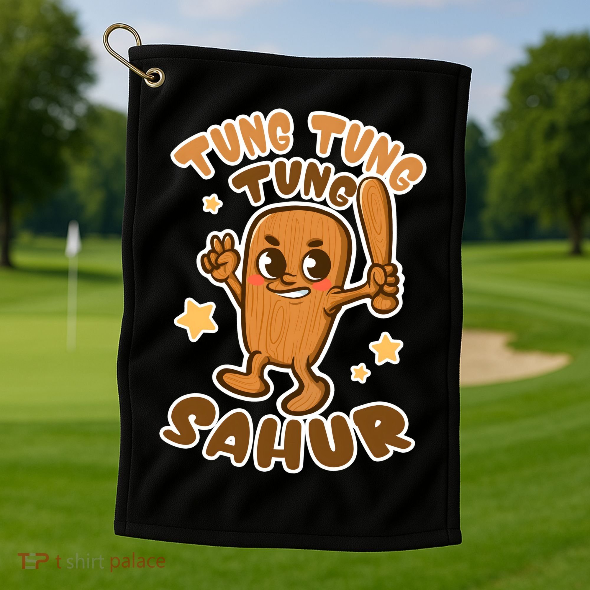 Brainrot Tung Tung Tung Sahur Golf Towel