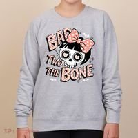 Bad Two The Bone Cute Skull Girl With Bow Halloween  Women's Sweatshirt thumb 0