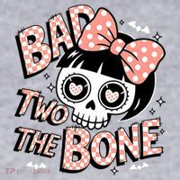 Bad Two The Bone Cute Skull Girl With Bow Halloween  Women's Sweatshirt thumb 2