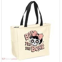 Bad Two The Bone Cute Skull Girl With Bow Halloween  Tote Bag thumb 2