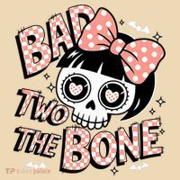 Bad Two The Bone Cute Skull Girl With Bow Halloween  Tote Bag thumb 4