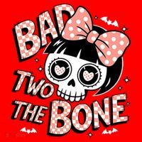 Bad Two The Bone Cute Skull Girl With Bow Halloween  Santa Hat thumb 1