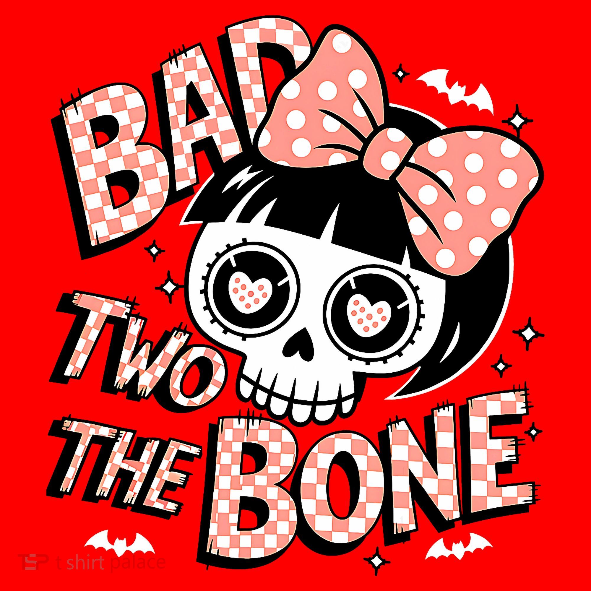 Bad Two The Bone Cute Skull Girl With Bow Halloween  Santa Hat