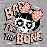 Bad Two The Bone Cute Skull Girl With Bow Halloween  Infant Fleece One Piece thumb 2