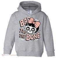 Bad Two The Bone Cute Skull Girl With Bow Halloween  Toddler Hoodie thumb 0