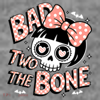 Bad Two The Bone Cute Skull Girl With Bow Halloween  Toddler Hoodie thumb 2