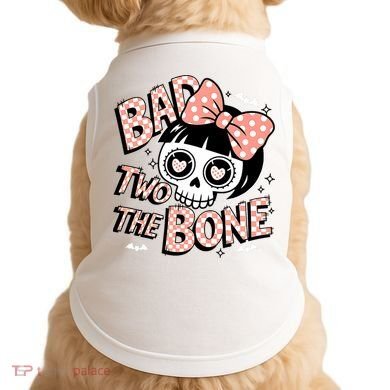 Bad Two The Bone Cute Skull Girl With Bow Halloween  Doggie Tank