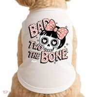 Bad Two The Bone Cute Skull Girl With Bow Halloween  Doggie Tank thumb 0