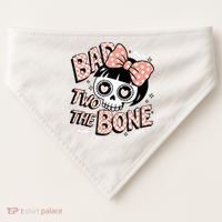 Bad Two The Bone Cute Skull Girl With Bow Halloween  USA-Made Doggie Bandana thumb 0