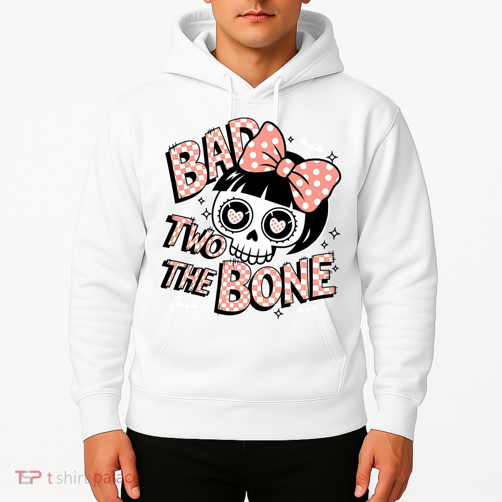 Bad Two The Bone Cute Skull Girl With Bow Halloween  Hoodie
