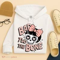 Bad Two The Bone Cute Skull Girl With Bow Halloween  Hoodie thumb 4